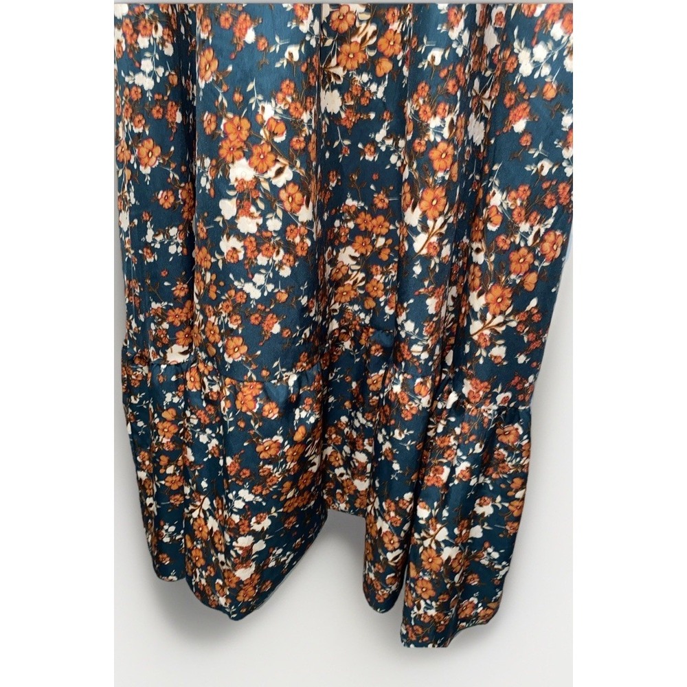 Boho Floral Midi Dress Women's Large Cottagecore Prairie Fall Dress - Picture 5 of 10